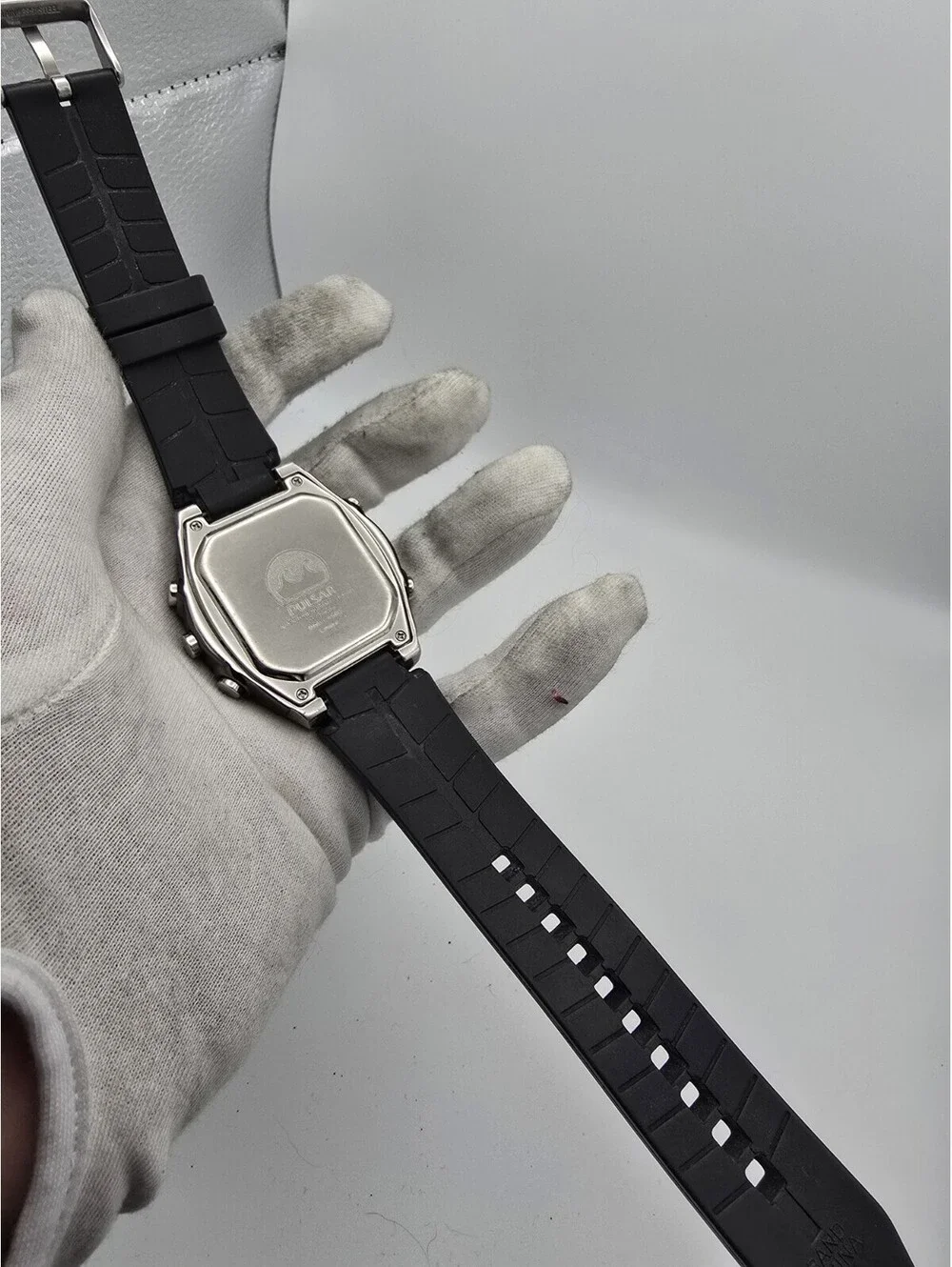 Pulsar Tech Gear Quartz Digital Watch SS Case Black Rubber Strap Alarm 100m